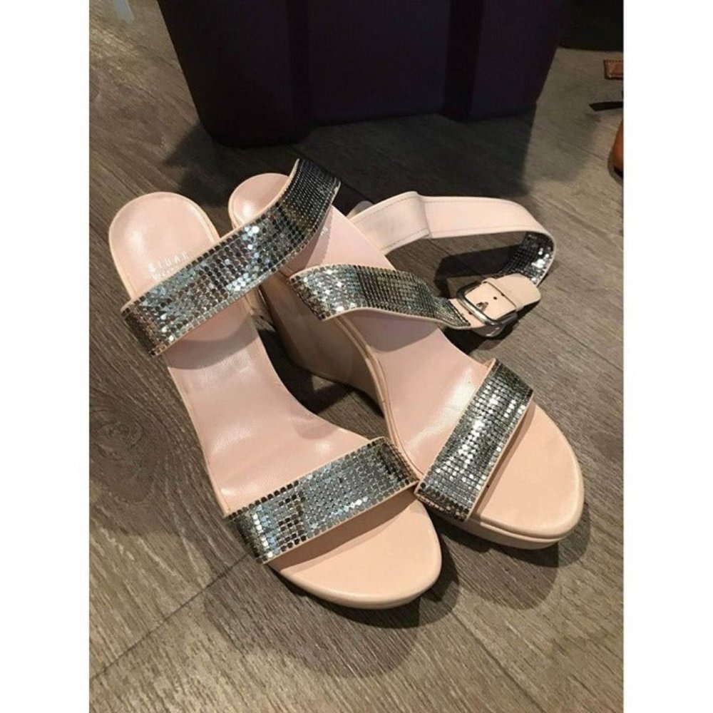 Stuart Weitzman Pink And Metallic Wedges 9.5
